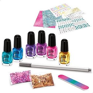 COLORBABY Shimmer 'n Sparkle Nagellakset voor meisjes, 6 lakken, 2 zakjes pailletten, 2 vellen stickers, vijl en metallic pen, speelgoedmanicure (46918)