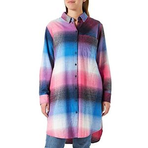 s.Oliver Lange damesblouse in ruitpatroon, blauw, 46