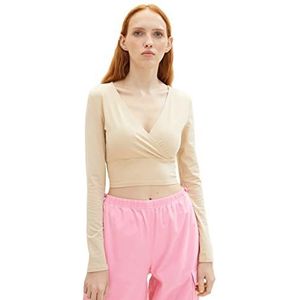 TOM TAILOR Denim Dames 1036542 Longsleeve T-shirt, 31700-Dusty Sand Beige, M, 31700 - Dusty Sand Beige, M