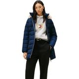 TOMMY HILFIGER - Wintermantel - Blauw - Gewatteerde Jas - Capuchon met Nepbont Kraag