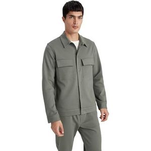 DeFacto Vrijetijdshemden en klederdrachthemden voor heren, klassiek herenoverhemd, Kaki, S