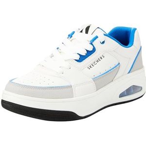 Skechers Heren UNO Court Trainers, wit en grijs leer/Duraleather/Blauw M, 12 UK, Wit en grijs leer Duraleather Blauw M, 47.5 EU