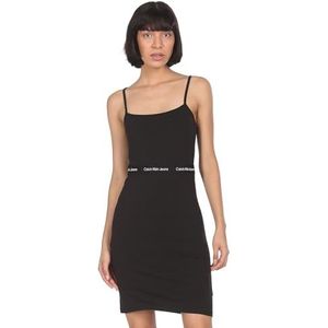 Calvin Klein Damesjurk met logo, elastisch, smalle bandjes, zwart (Ck Black), L