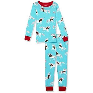 Hatley Organic Cotton Pijama met lange mouwen, bedrukte pyjama-set voor meisjes, Christmas Unicorns, 6 Jaren