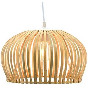 LUSSIOL Hanglamp met bloemen, bamboe hanglamp, 60 W, naturel, Ø 35 x H 20 cm