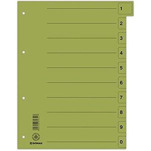 DONAU 8611001-06 tabbladen pak van 50 / kleur: Groen / karton tabbladen breed van gerecycled karton / voor DIN A4 4-voudig perforatie tabbladen / blauwe engel / Made in EU