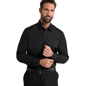 JP 1880 Heren grote maten grote maten Menswear L-8XL overhemd, zakelijk, strijkvrij, Kentkraag, lange mouwen, Comfort Fit, tot 8XL 804890, zwart, XXL