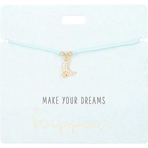 Depesche 11837-011 - Armband in blauw ""Make your dreams happen."" met gouden bedel en sierparel, variabele lengte, ideaal als geschenkidee