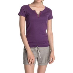 ESPRIT Dames T-shirt met geborduurde hals, Violet (Sunset Purple 554), L
