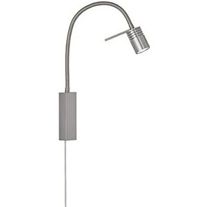 Fischer & Honsel | Wandspot flex, bedlamp, river | nikkelkleurig | mat| B: 4,00 cm, H: 40,00 cm, uitsteek muur: 40,00 cm| met snoerschakelaar schakelbaar| 1x LED 4,5W 2700K | 530 lm | EEG: F | 30408