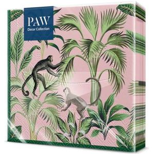 PAW - Papieren Servetten 3-laags (33 x 33 cm) I 20 Stuks I Perfect voor Verjaardagen, Feesten, Bruiloften, Communie en Vieringen I Tafeldecoratie, Kleurrijke Papieren Servetten I Apenpret