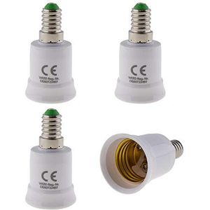 Set van 4 - E14 fitting op E27 fitting lampvoet adapter; lampadapter voor led-halogeenlampen en energiebesparende lampen
