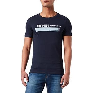 TOM TAILOR Denim Mannen T-shirt met logoprint 1030693, 10668 - Sky Captain Blue, XL