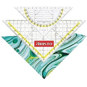 Aristo AR18102B Geocover 3 in 1 set met geodriehoek AR1552, TZ driehoek AR1650/2 en beschermhoes""Mystic Green