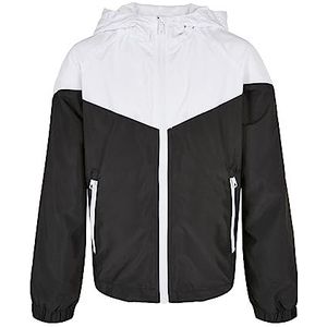 Urban Classics Windbreaker Boys 2-Tone Tech Windrunner, windjack, voor jongens, verkrijgbaar in 4 kleuren, maten 110/116-158/164, wit/zwart, 134/140 cm