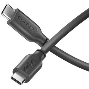 Sonero® USB-C naar USB-C oplaadkabel, mobiele telefoon oplaadkabel, snellaadkabel USB C, USB kabel type C, USB 2.0, 60W PD, zwart, 3,00m