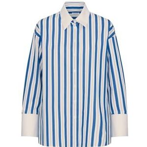Seidensticker Dames longblouse - Fashion Blouse - Oversized Fit - Hemdblousekraag - lange mouwen - 100% katoen, blauw, 44