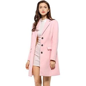 Allegra K Erwtenjas voor dames 2024 met enkele rij knopen, lange winterjassen voor dames, roze, S