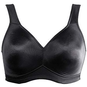 Ulla Popken Dames microvezel, cup B/C, D/E beha, zwart, 90B