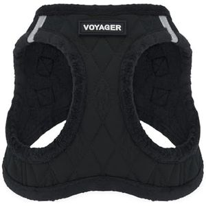 Voyager Instapharnas van pluche, zacht pluche, instapvest voor kleine en middelgrote honden van Best Pet Supplies - harnas (zwart pluche), M (Borst: 40,6-45,7 cm)