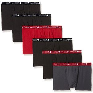 Dim Boxershorts voor heren, katoen, stretch, ademend, optimale grip, 6 stuks, Loodgrijs/Chili rood/zwart/zwart/zwart, XL