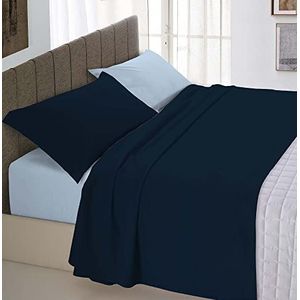 Italian Bed Linen Beddengoedset "Natural Colour", donkerblauw/lichtblauw, tweepersoonsbed
