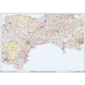 Postcode Sector Map - (S2) - Devon, Dorset & Somerset - Wandkaart met kunststof coating