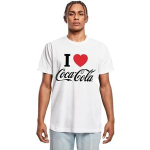 Merchcode Heren T-shirt Coca Cola I Love Coke Tee, Regular Fit, katoen 100%, M, wit, M