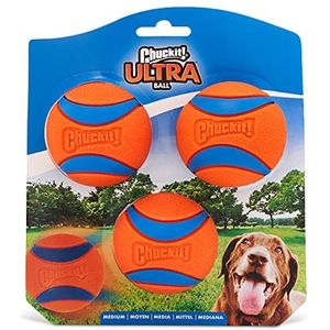 ChuckIt! Ultra Ball Hond Speelgoed Bal Duurzame Rubber Hond Bal Hoge Bounce Drijvende Chuck It Launcher Compatibel Speelgoed Ballen Voor Honden, 3 Pack, Medium