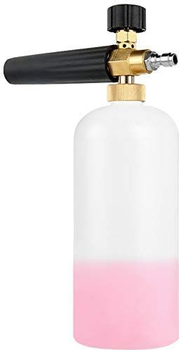 Stone Banks Sneeuw Foam Lance 1/4 ""Quick Release Car Wash Foam Lance Pot, Verstelbare Nozzle Hogedrukreiniger Zeepdispenser Fles (1L)