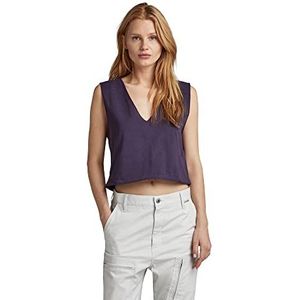 G-STAR RAW Dames Boxy Cropped Graphic Vest T-Shirt, Purper (Carbon Purple C336-0013), S, Paars (carbon purple C336-0013), S