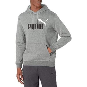 PUMA Heren Essentials+ Big Logo Fleece Hoodie Hooded Sweatshirt, medium grijs, L