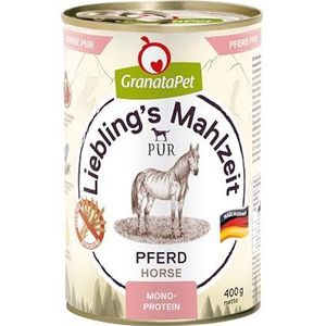 GranataPet Liebling's Mahlzeit PUR paard, natte hondenvoer, voedsel voor honden zonder granen en zonder toegevoegde suikers, complete voeding met veel vlees & hoogwaardige oliën, 6 x 400 g