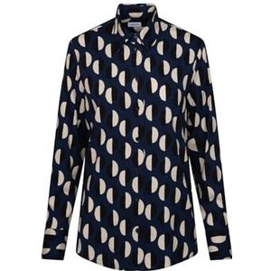 Seidensticker Damesblouse, modieuze blouse, regular fit, overhemdblousekraag, stretch, lange mouwen, katoenmix, blauw, 42