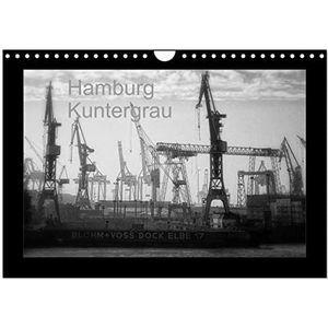 Hamburg Kuntergrau (Wandkalender 2024 DIN A4 quer), CALVENDO Monatskalender: Hamburgansichten in Schwarz-Weiß