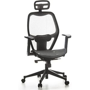 hjh OFFICE 653040 Professionele bureaustoel AIR-Port net grijs draaistoel met lendensteun, armleuningen inklapbaar en verstelbaar