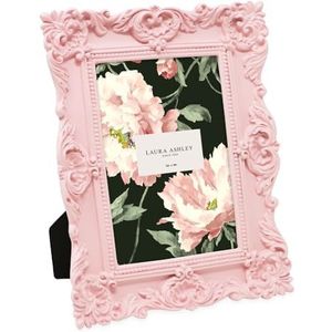 Laura Ashley 4x6 roze sierlijke getextureerde handgemaakte hars fotolijst met ezel en haak voor tafelblad en wanddisplay, decoratief bloemenontwerp huisdecoratie, fotogalerij, kunst, meer (4x6, roze)