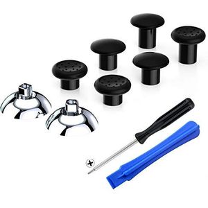 eXtremeRate ThumbsGear Verwisselbare Ergonomische Thumbstick voor ps5 Controller,voor ps4 Alle Model Controller,3 Hoogte Gewelfde en Concave Handgrepen Verstelbare Joystic-Chroom Glanzend Zilver&Zwart