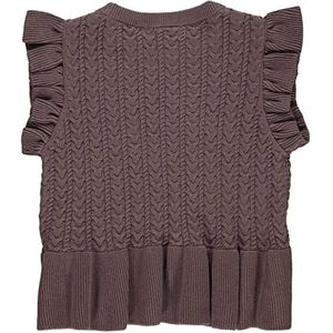 Müsli by Green Cotton Girl's Knit Frill Sweater Vest, Grape, 116