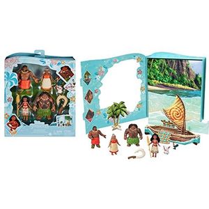 Mattel Disney Prinses Speelgoed, Vaiana Verhalenset met 6 belangrijke personages, kleine poppen, figuren en accessoires, geïnspireerd op Disney films, cadeaus voor kinderen HPG71