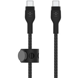 Belkin BoostCharge Pro Flex gevlochten USB Type C/C-kabel, USB-IF-gecertificeerde Power Delivery PD-snellaadkabel voor iPhone 15, Samsung Galaxy S24, Pixel, iPad, Nintendo Switch en meer, 1 m, zwart
