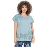 gs1 data protected company 4069787000005 Dori T-shirt voor dames met kleurige puffprint, oversized, Helder mosgroen, 42-44