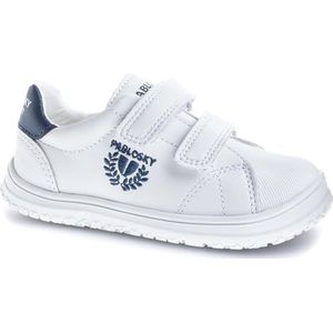 Pablosky Uniseks sportschoenen van wit leer met klittenbandsluiting, Wit, 26 EU Ancho