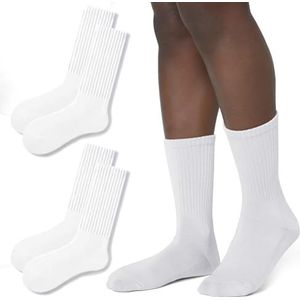 Vrouwen Crew Sokken Retro Slouch Sokken Voor Vrouwen Effen Casual Geribbelde Crew Sokken Pack van 5, Wit-2pack, One Size