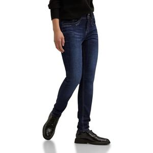 Street One Dames jeansbroek slim en high, Dark Indigo Used, 25W x 30L