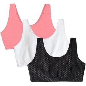 Fruit of the Loom Katoenen tankbeha voor dames - ultiem comfort en ademende pasvorm - voordeelpakketten, Pin Dot/Popsicle Roze/Wit, 40