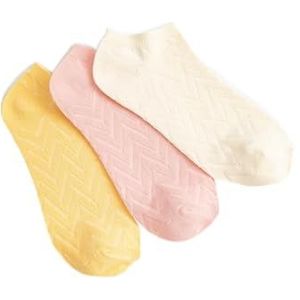 Koton Dames 3-Pack Bootie Sokken Set Tissued Geometrisch Geborduurd, Multicolor (Mix), One Size, MULTIKLEUR (MIX), Eén Maat
