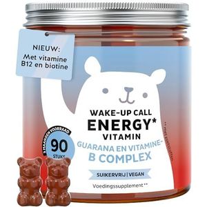 Wake Up Call Energy Vitamine – Natuurlijke Energieboost met 30 mg Guarana, Vitamines B6, B12 & Biotine – 90 stuks (3 maanden) – Suikervrij, Vegan – Bears with Benefits