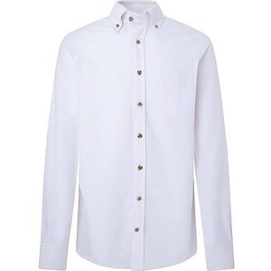 Hackett London Heren geborsteld Oxford gestreept overhemd, Wit (wit/roze), L
