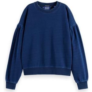 Scotch & Soda Washed Indigo Sweatshirt met Ronde Hals en Ballonmouwen, Gewassen Ind U417, L